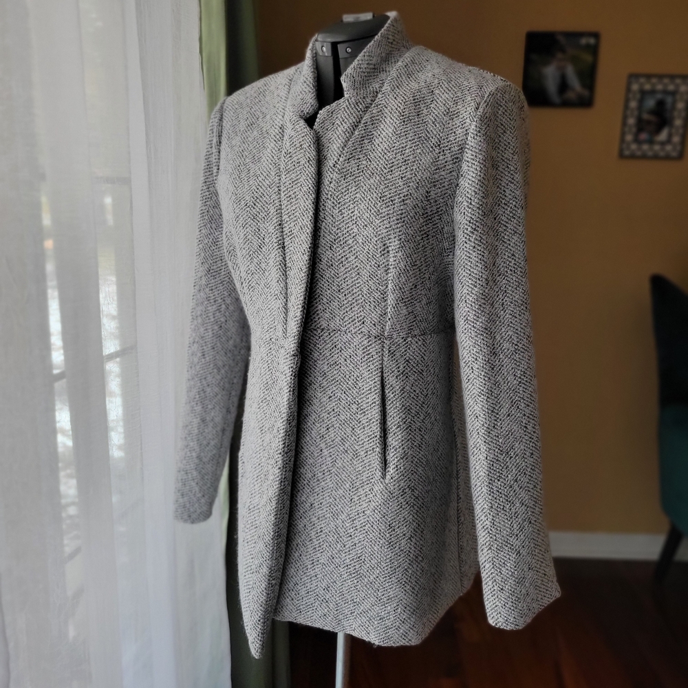 Vici Tayshia Wool Gray Patterned Jacket With Pock… - image 1